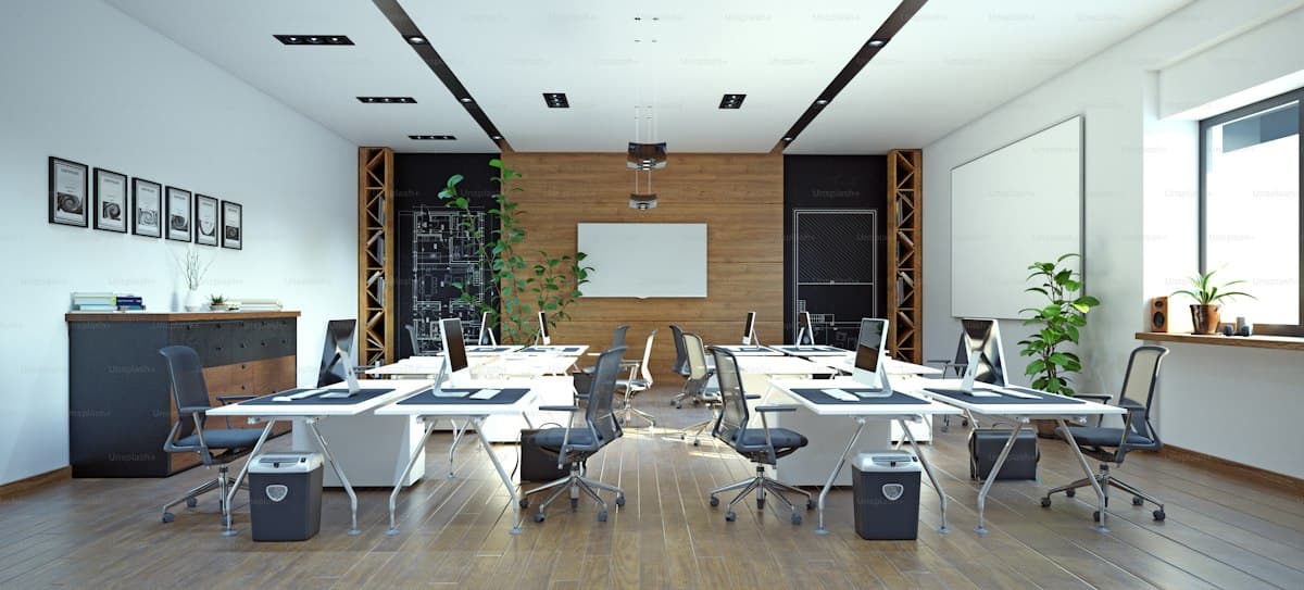 Modern office workstations supported by professional IT installation and technical support